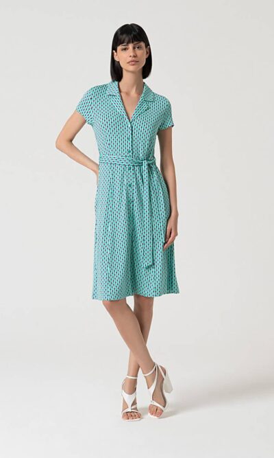 SURKANA Midi shirt dress with short sleeves Aqua green