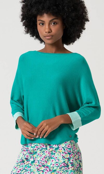 SURKANA Boat neck sweater, batwing sleeves Emerald