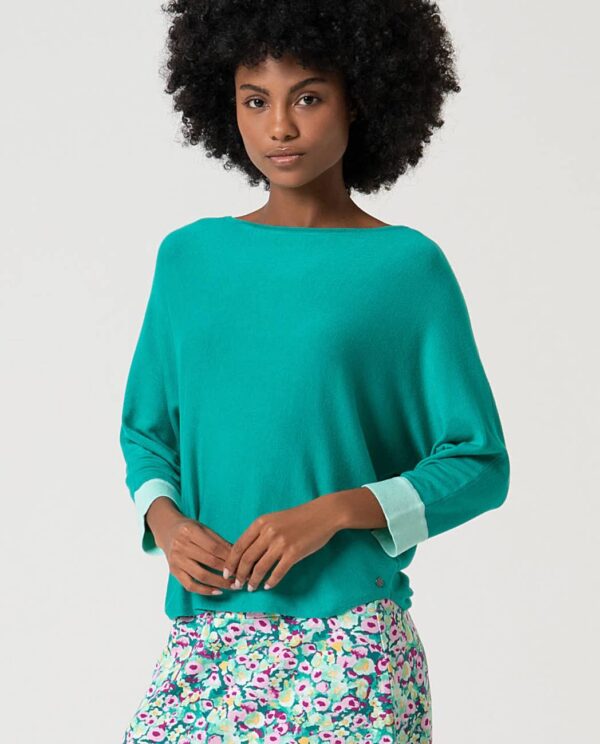 SURKANA Boat neck sweater, batwing sleeves Emerald